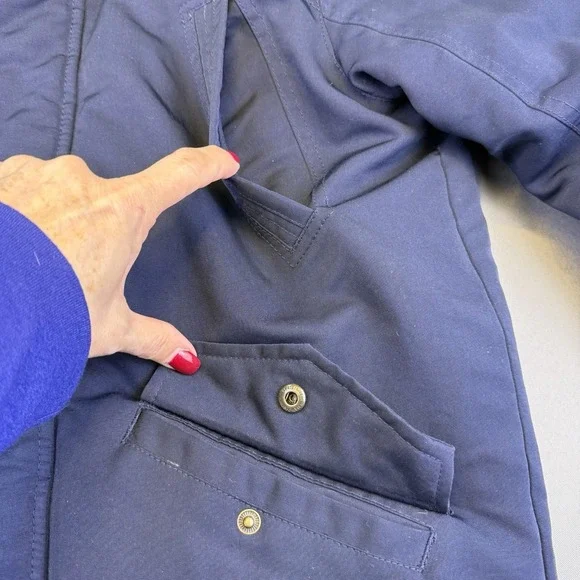 Abercrombie Kids Navy Parka Jacket Size 13/14 XL Sherpa Lined Fur Hood Coat - Picture 5 of 16